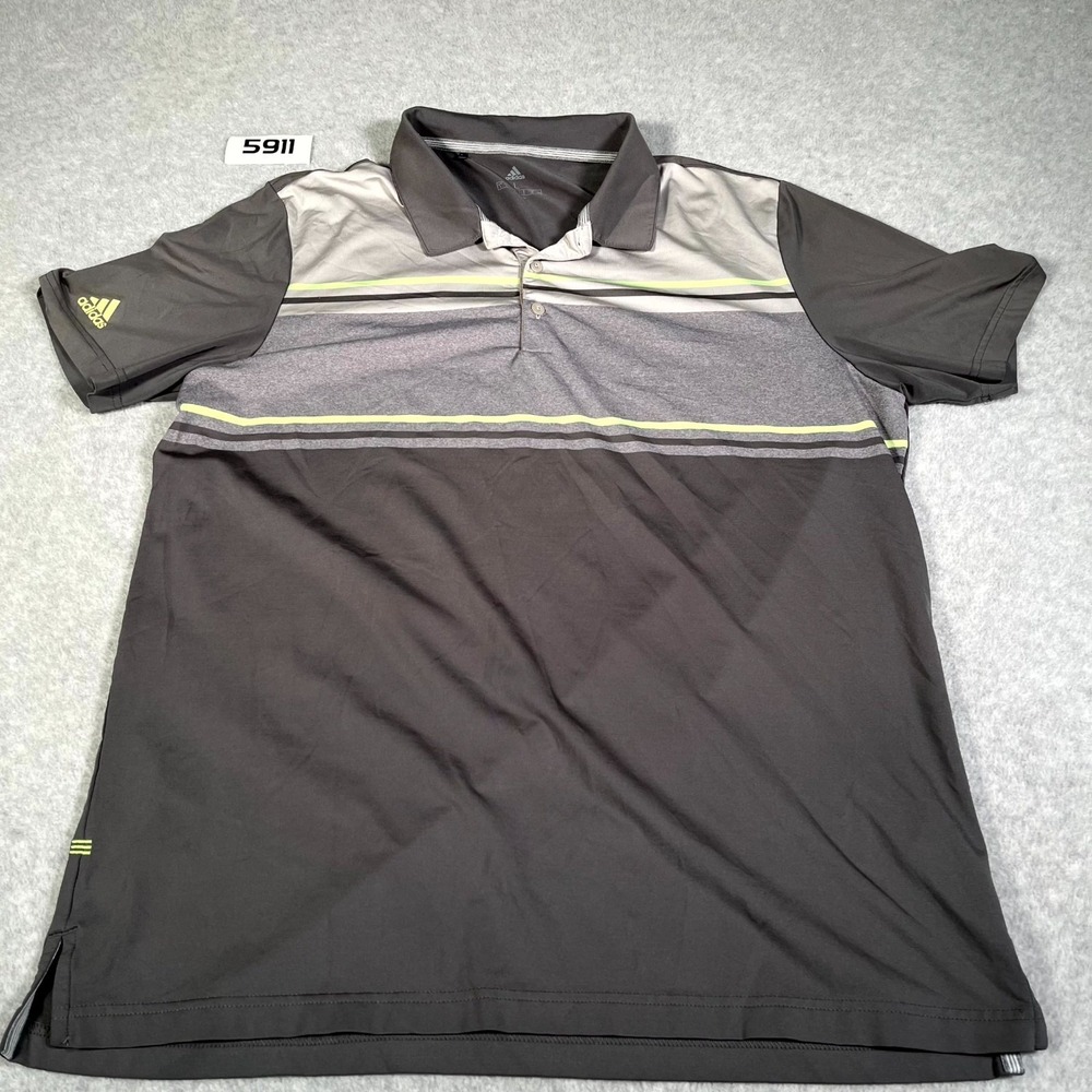 Adidas Polo Shirt Mens Large Gray High Low Hem Side Slit Golf Tennis Performance